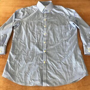Charles Tyrwhitt Extra Slim Fit Non Iron Dress Shirt Men 17/35 Blue Striped